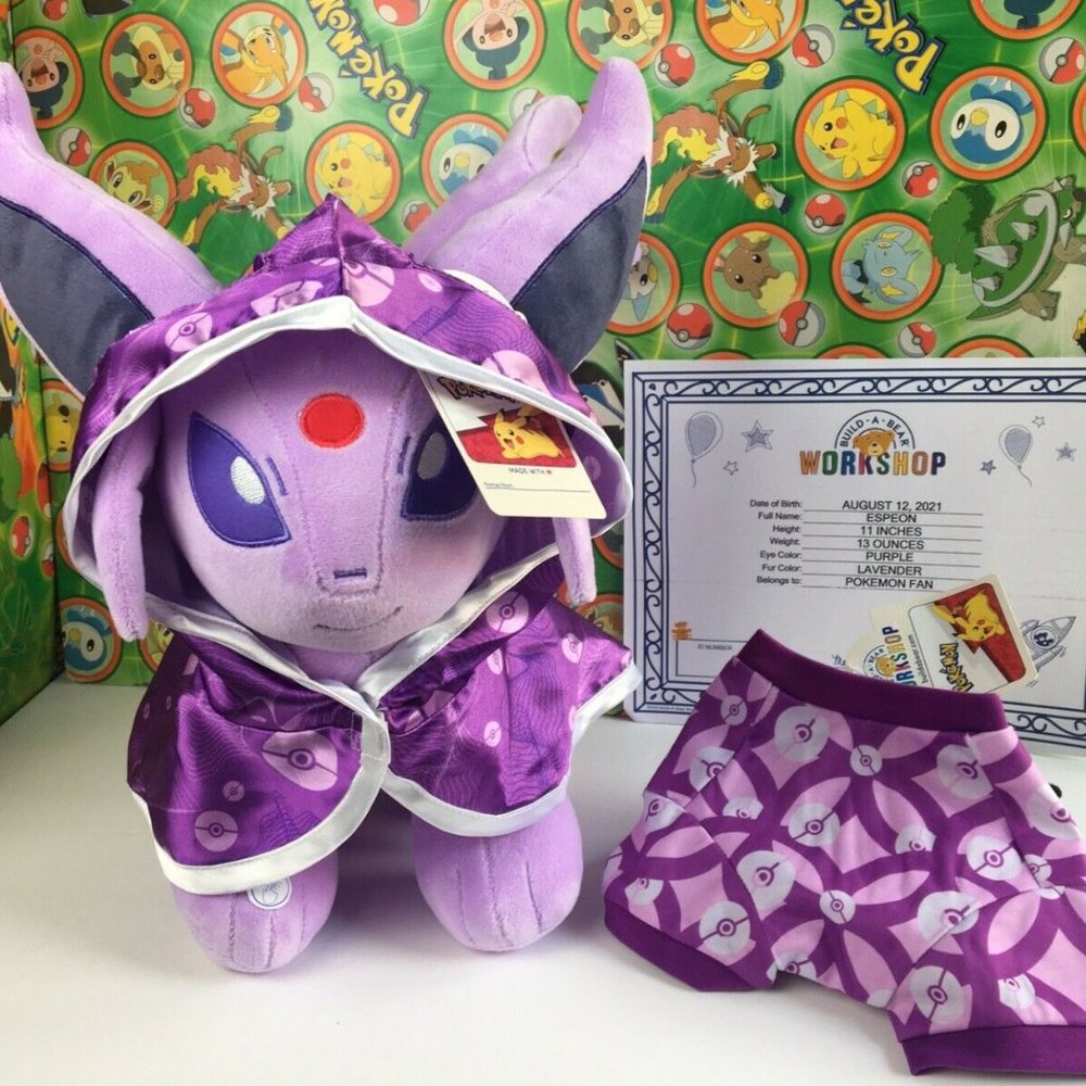 ESPEON Pokemon Build A Bear Plush Cape Sleeper sound stuffed doll